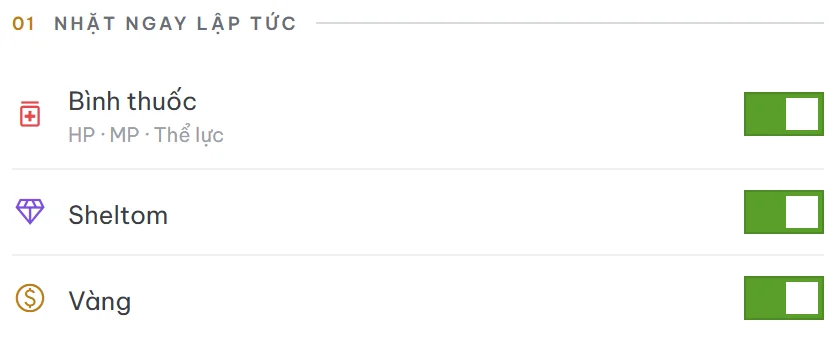 Nhặt ngay lập tức
