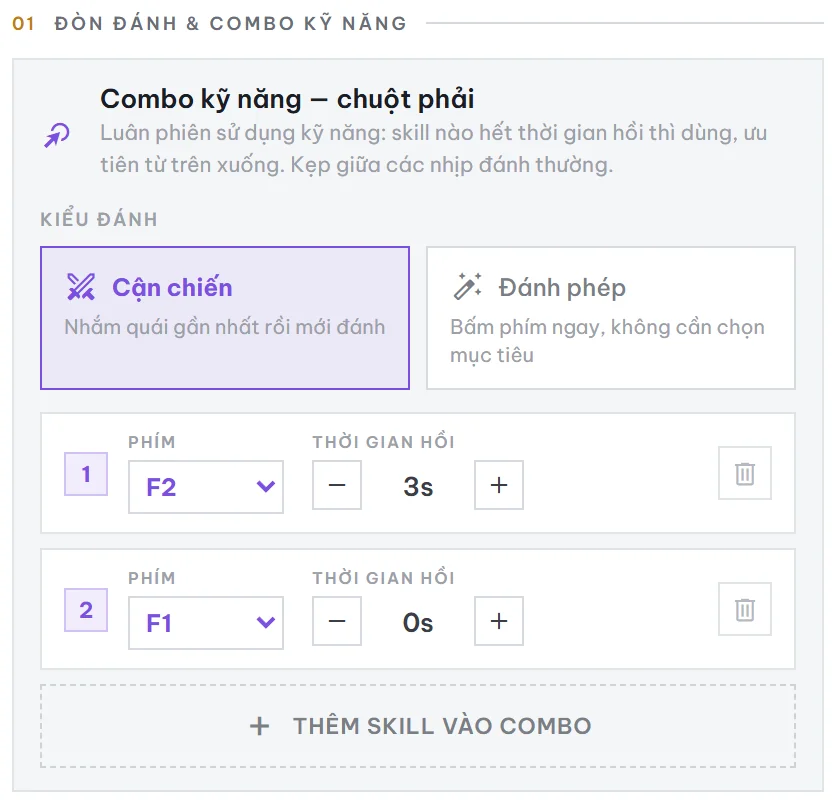 Combo kỹ năng (chuột phải)